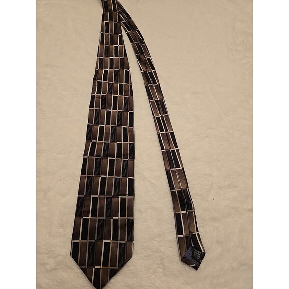 Vtg Colours Alexander Julian Luxury Tie Brown Black Tan Silk Necktie - Picture 1 of 7